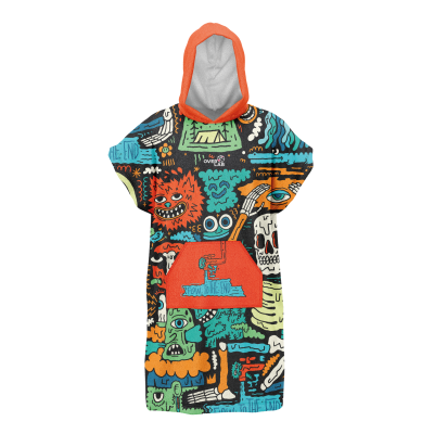 FLOW TO THE END black Poncho Surf Microfibra | Overlab
