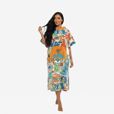Flow to the End Poncho Surf Unisex Colorato Microfibra | Overlab