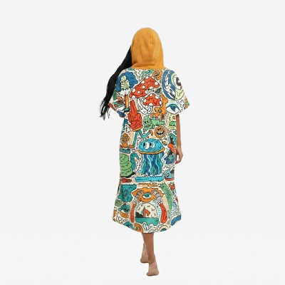 Flow to the End Poncho Surf Unisex Colorato Microfibra | Overlab