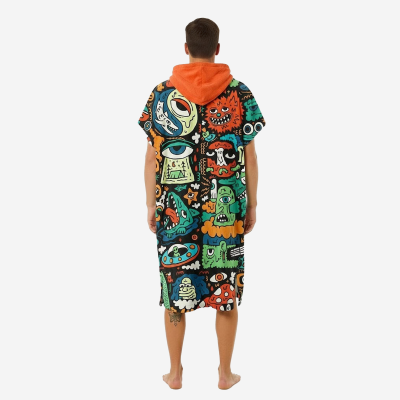 FLOW TO THE END black Poncho Surf Microfibra | Overlab