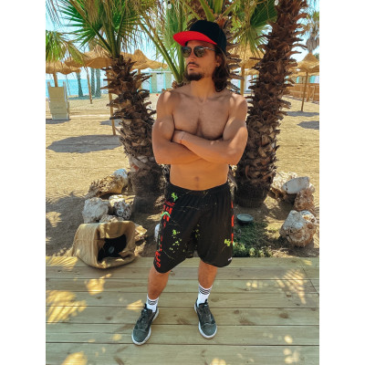 DARK JAPAN red/lime Beach Volley Shorts